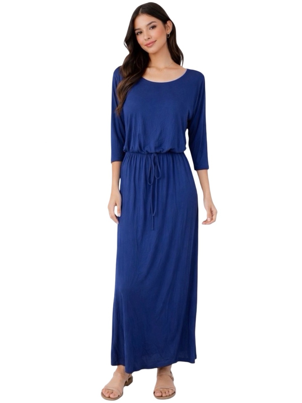 Tua Navy Cinched Waist Maxi Dress - Size Small
